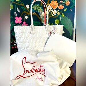 💃CHRISTIAN LOUBOUTIN💃 Cabata Puffy Monogram Bianco Tote & Insert🔥